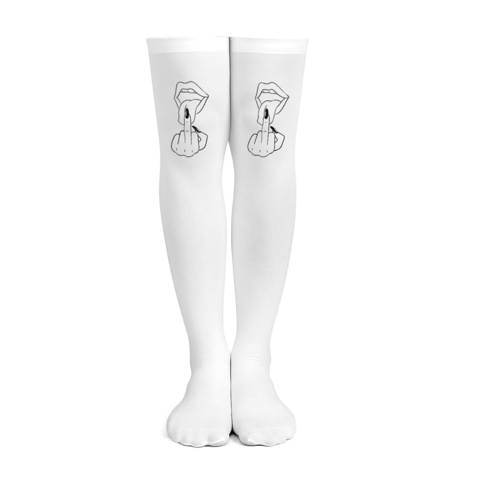 Ladies' white middle finger, r - Knee High Sock Women review and price